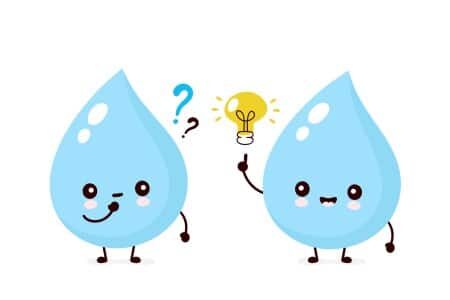 Concept de questions réponses avec des gouttes d'eau