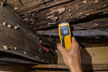 Humidimètre à pointe mesurant l'humidité du bois